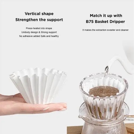 Timemore basket paper filter 01 kertas penyaring kopi filter wavy paper origami cup 1-2 50 sheets